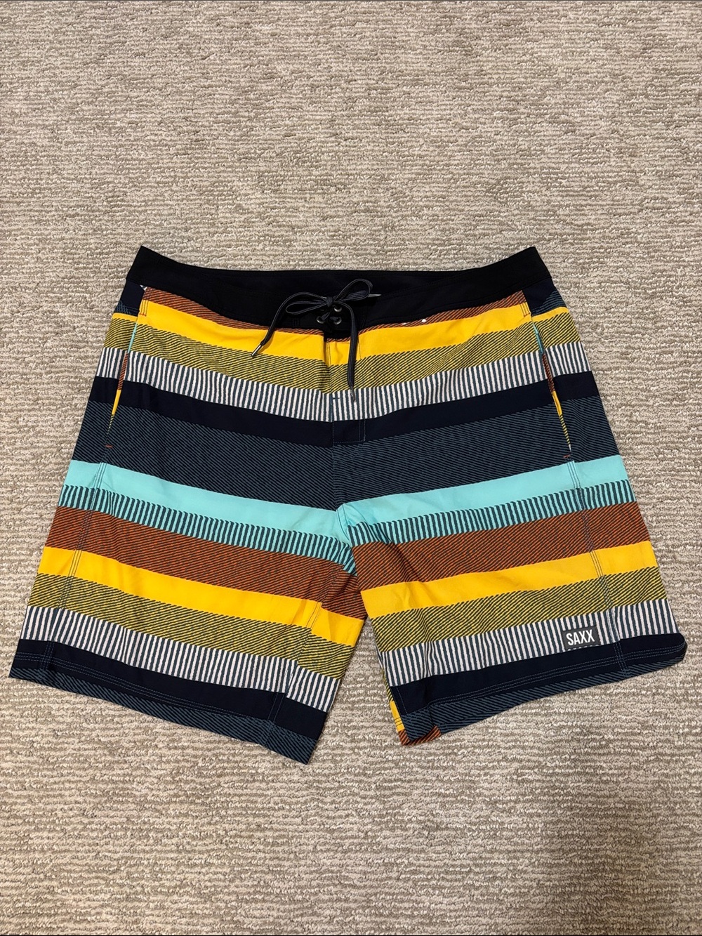 Saxx Men’s Betawave Blanket Multi Striped Swim Shorts NWOT